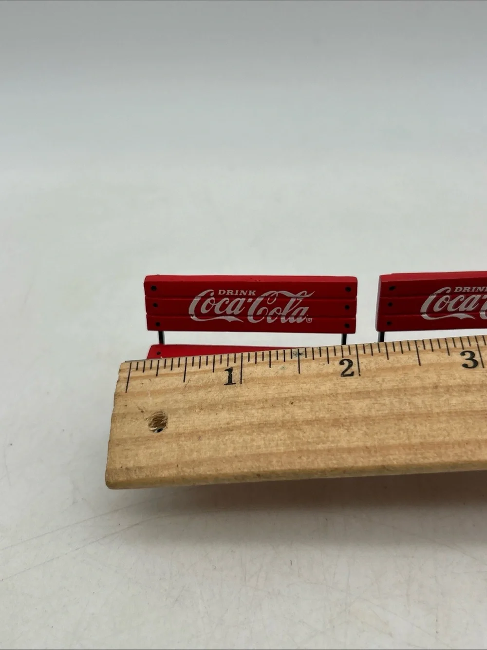 1993 Coca-Cola Town Square Accessories Vintage Park Bench 1-1/2x2” Snow Scene